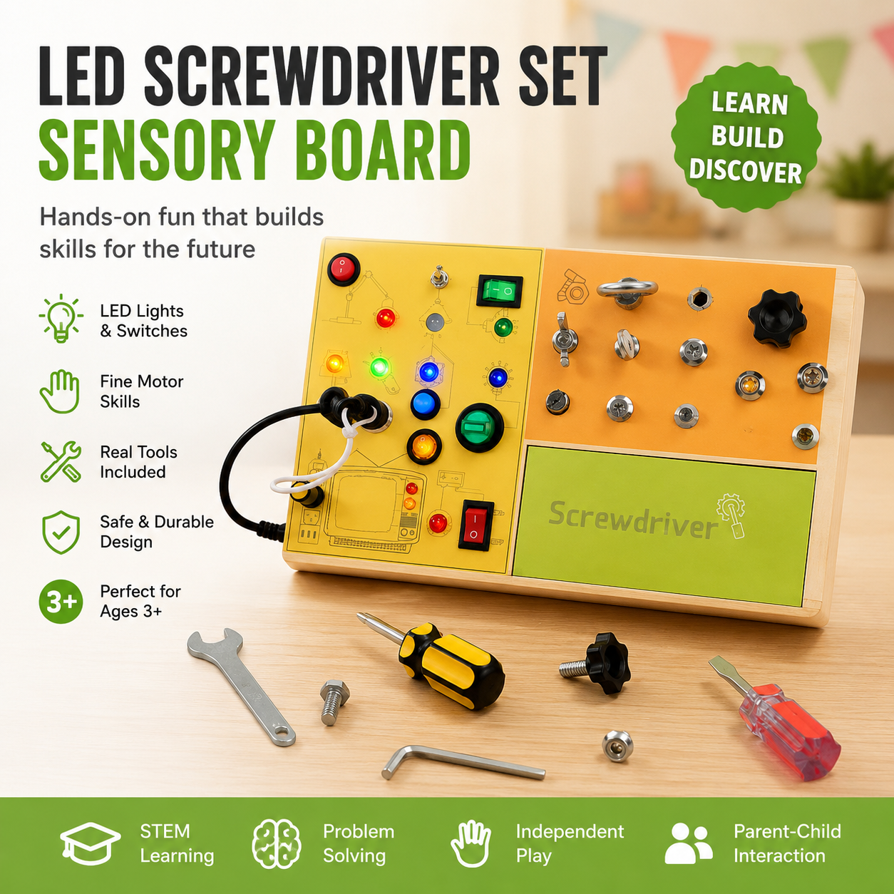 LED Screwdriver Set Sensory Bord